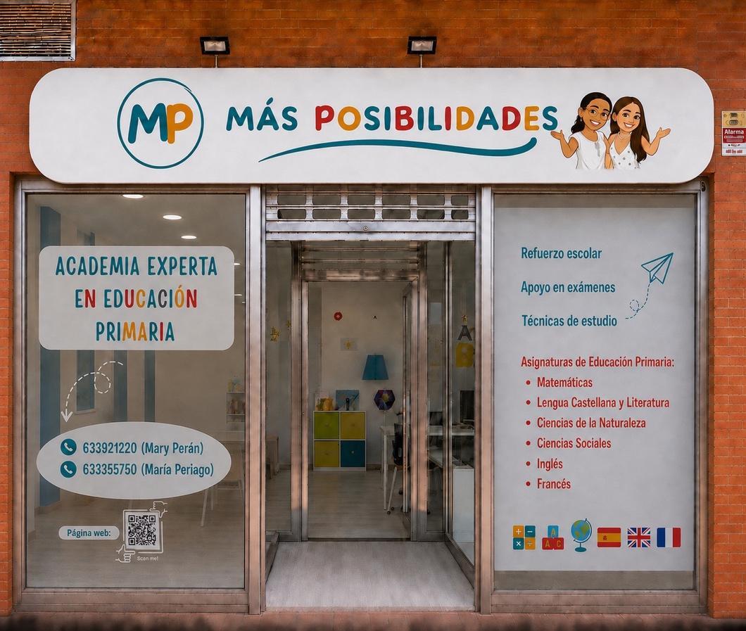 Fachada de la Academia Más Posibilidades, en la calle Carmen Ayala Gabarrón de Lorca